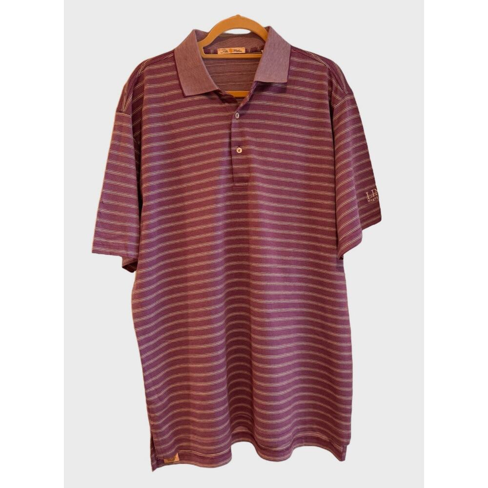 Peter Millar - Men's Polo Links Magazine Embroidery Size M - Purple White Stripe